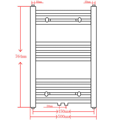 Handtuchheizkörper Warmwasser Gerade Grau 500x764 mm