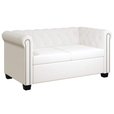 vidaXL Chesterfield-Sofa 2-Sitzer Kunstleder Weiß