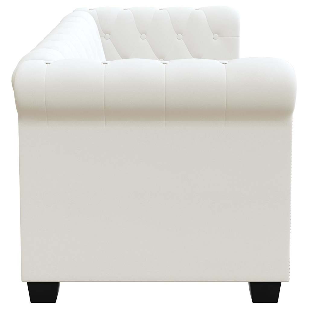 vidaXL Chesterfield-Sofa 2-Sitzer Kunstleder Weiß