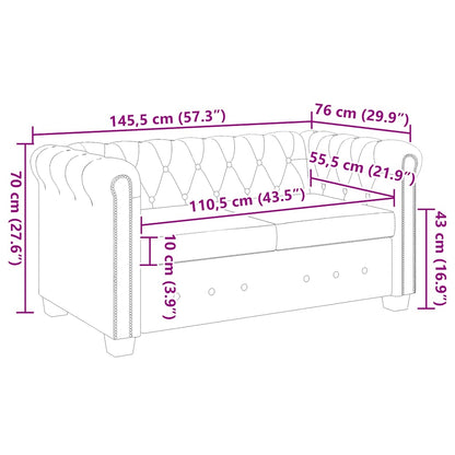 Chesterfield-Sofa 2-Sitzer Kunstleder Weiß