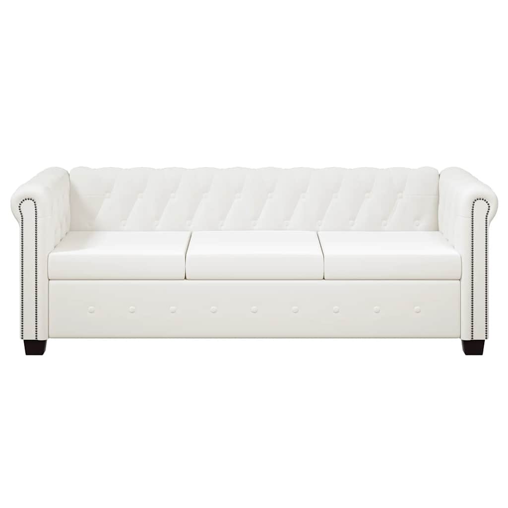 vidaXL Chesterfield-Sofa 3-Sitzer Kunstleder Weiß