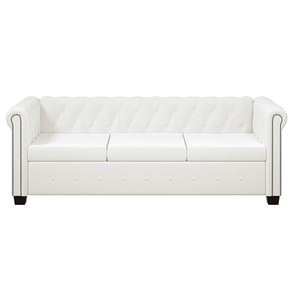 vidaXL Chesterfield-Sofa 3-Sitzer Kunstleder Weiß