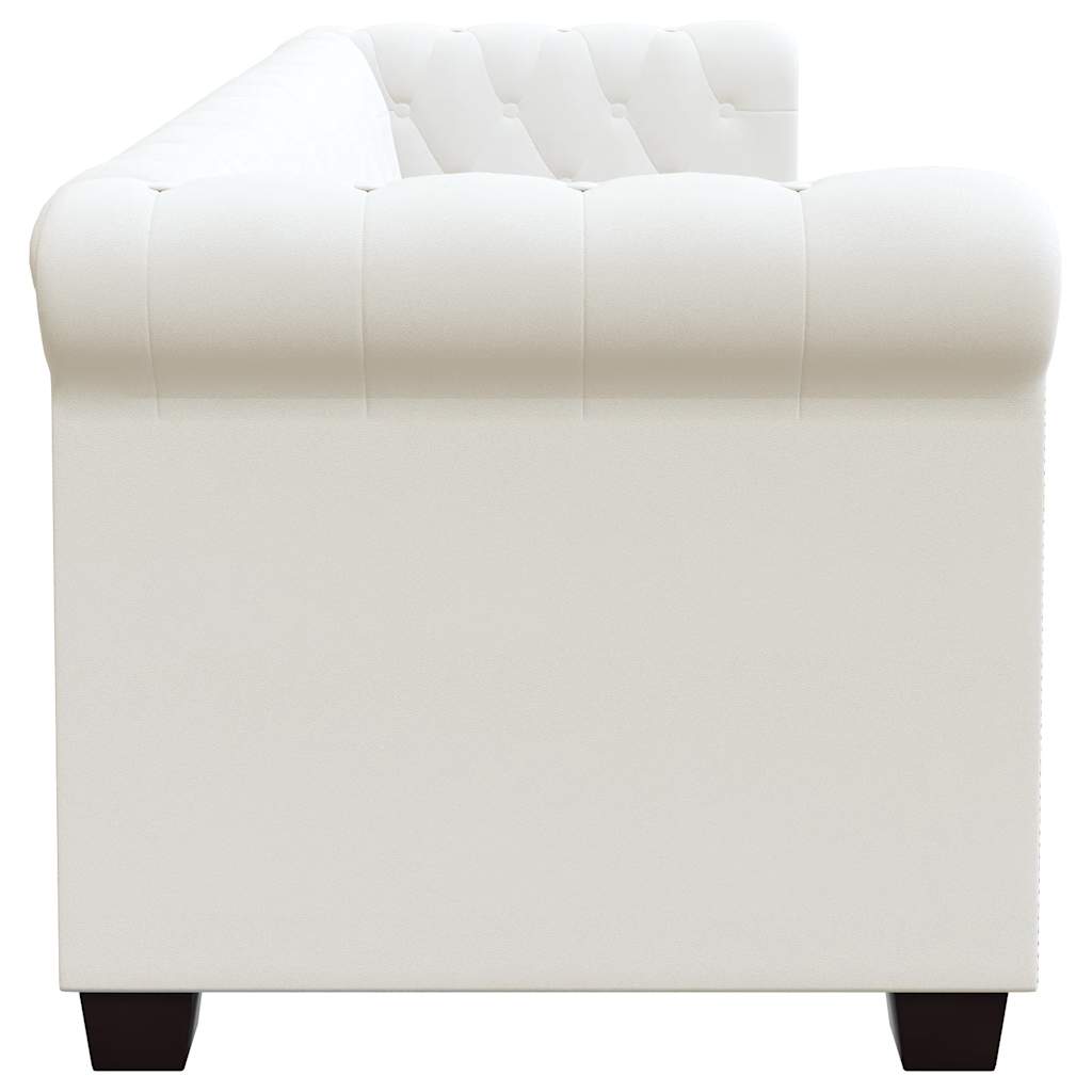 vidaXL Chesterfield-Sofa 3-Sitzer Kunstleder Weiß