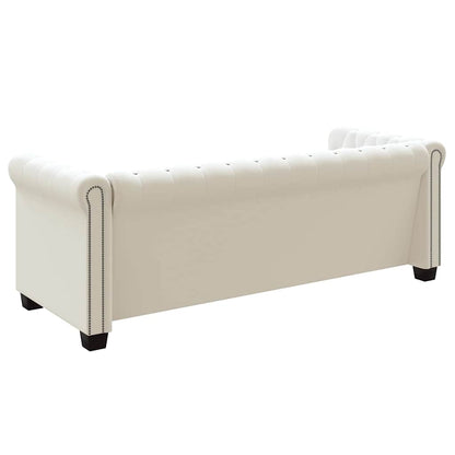 vidaXL Chesterfield-Sofa 3-Sitzer Kunstleder Weiß