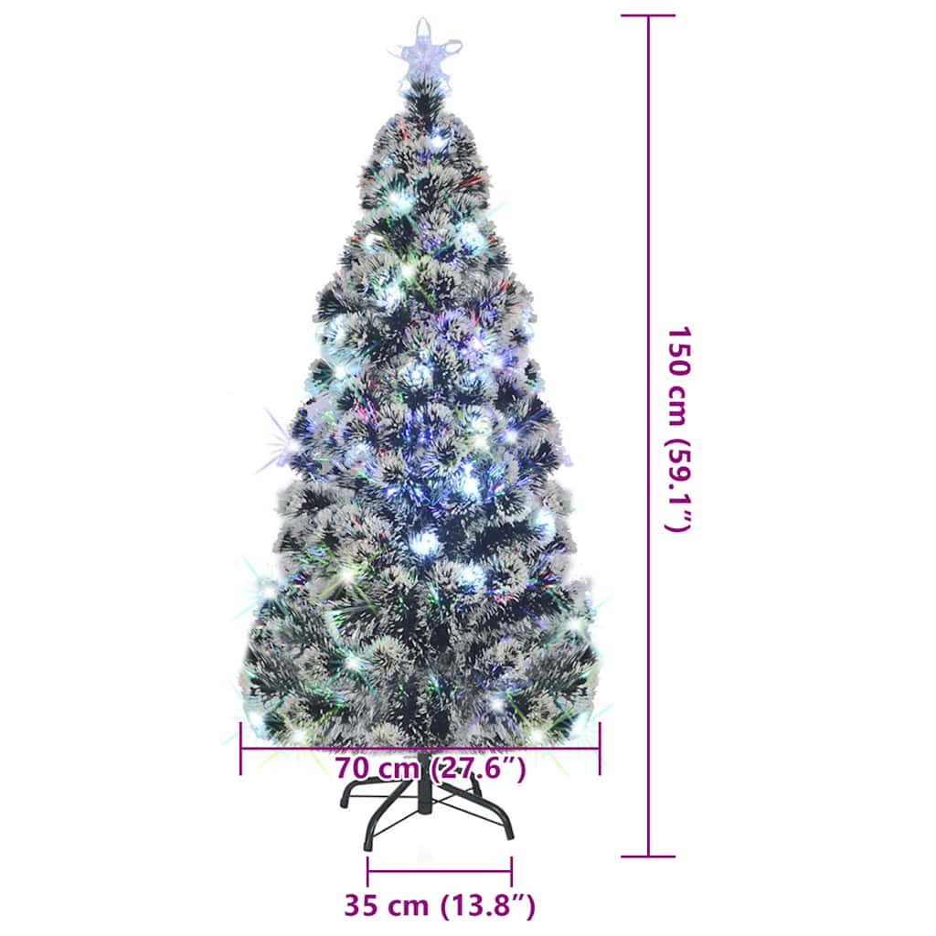 vidaXL Vorbeleuchteter Weihnachtsbaum mit Ständer und LED 150 cm Glasfaser