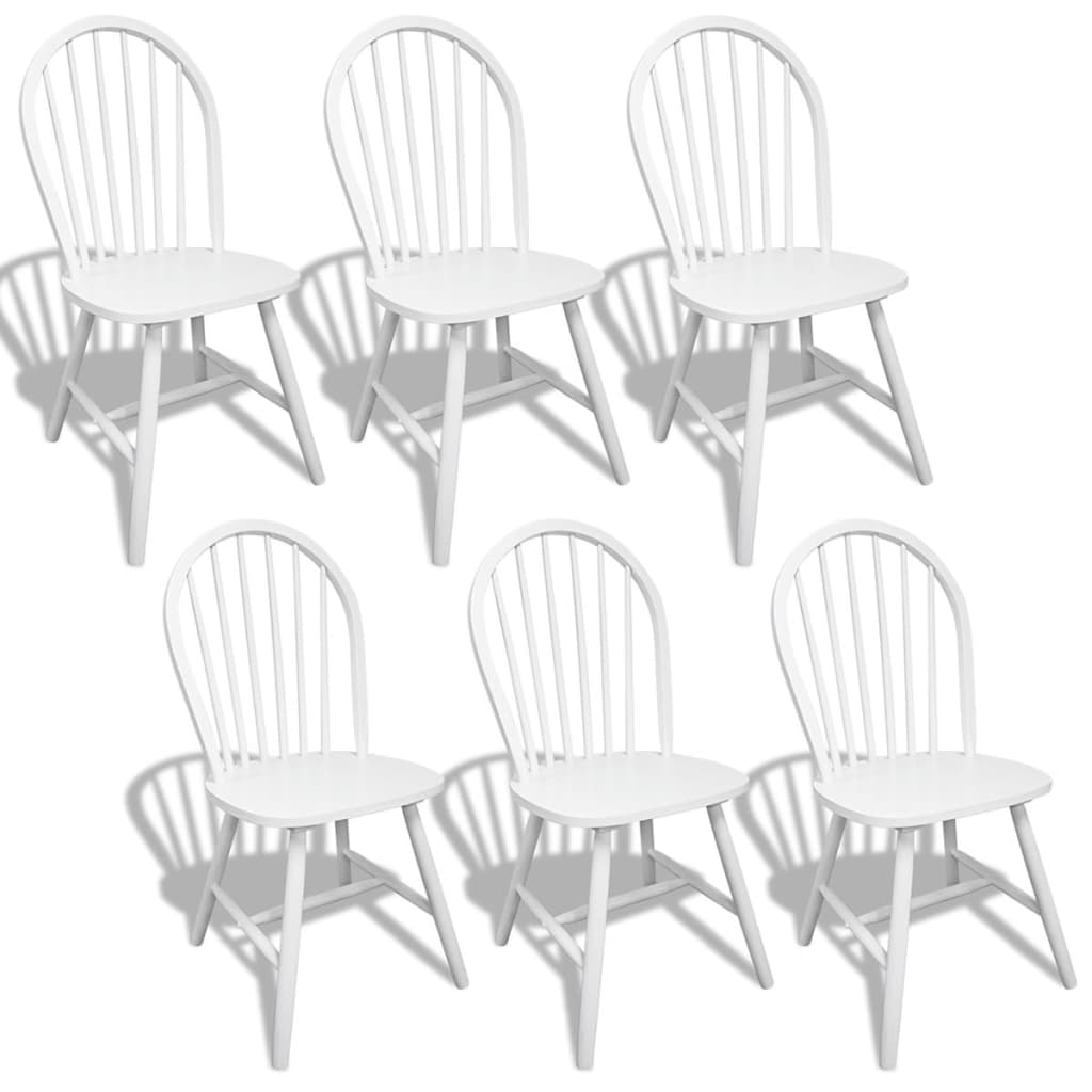 vidaXL Chaises de salle à manger 6 pcs Blanc Bois d'hévéa massif