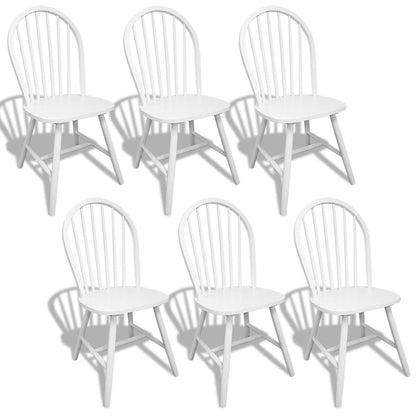 vidaXL Chaises de salle à manger 6 pcs Blanc Bois d'hévéa massif