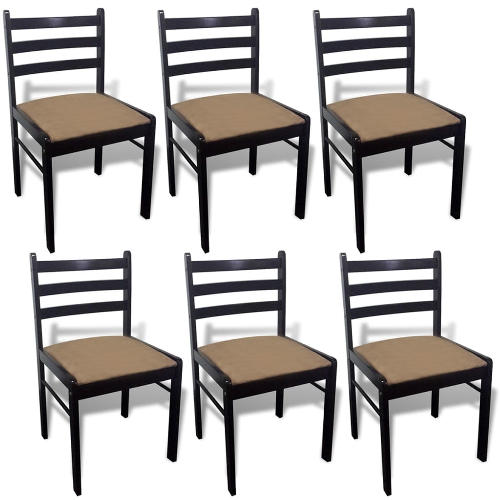 vidaXL Chaises de salle à manger 6 pcs Marron Bois massif et velours