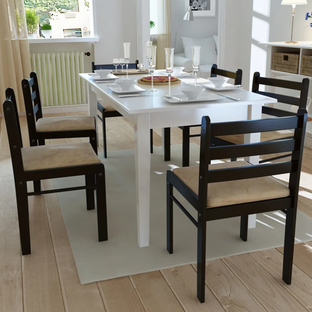vidaXL Chaises de salle à manger 6 pcs Marron Bois massif et velours