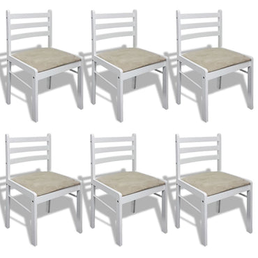 vidaXL Chaises de salle à manger 6 pcs Blanc Bois massif et velours
