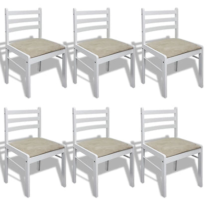 vidaXL Chaises de salle à manger 6 pcs Blanc Bois massif et velours