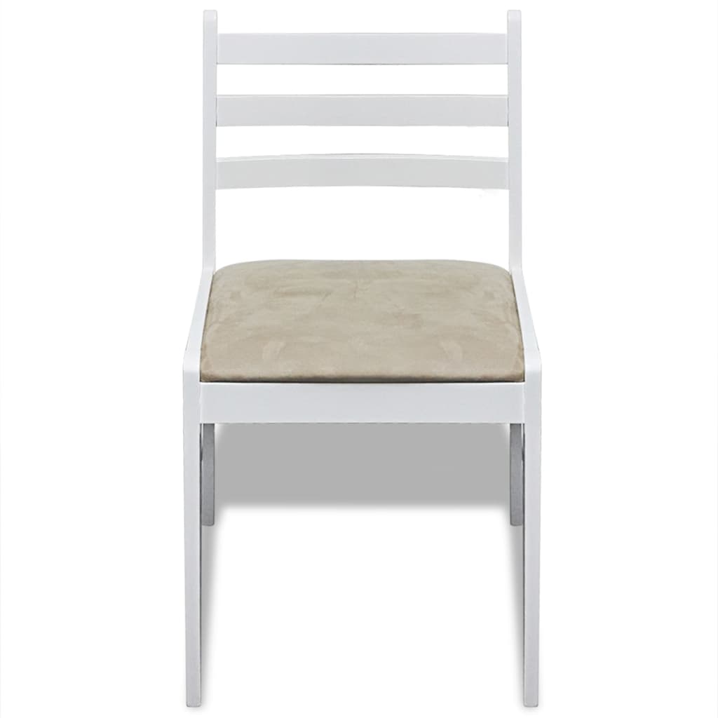 vidaXL Chaises de salle à manger 6 pcs Blanc Bois massif et velours