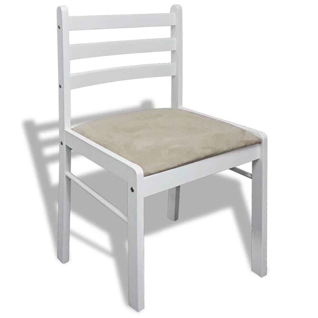 vidaXL Chaises de salle à manger 6 pcs Blanc Bois massif et velours