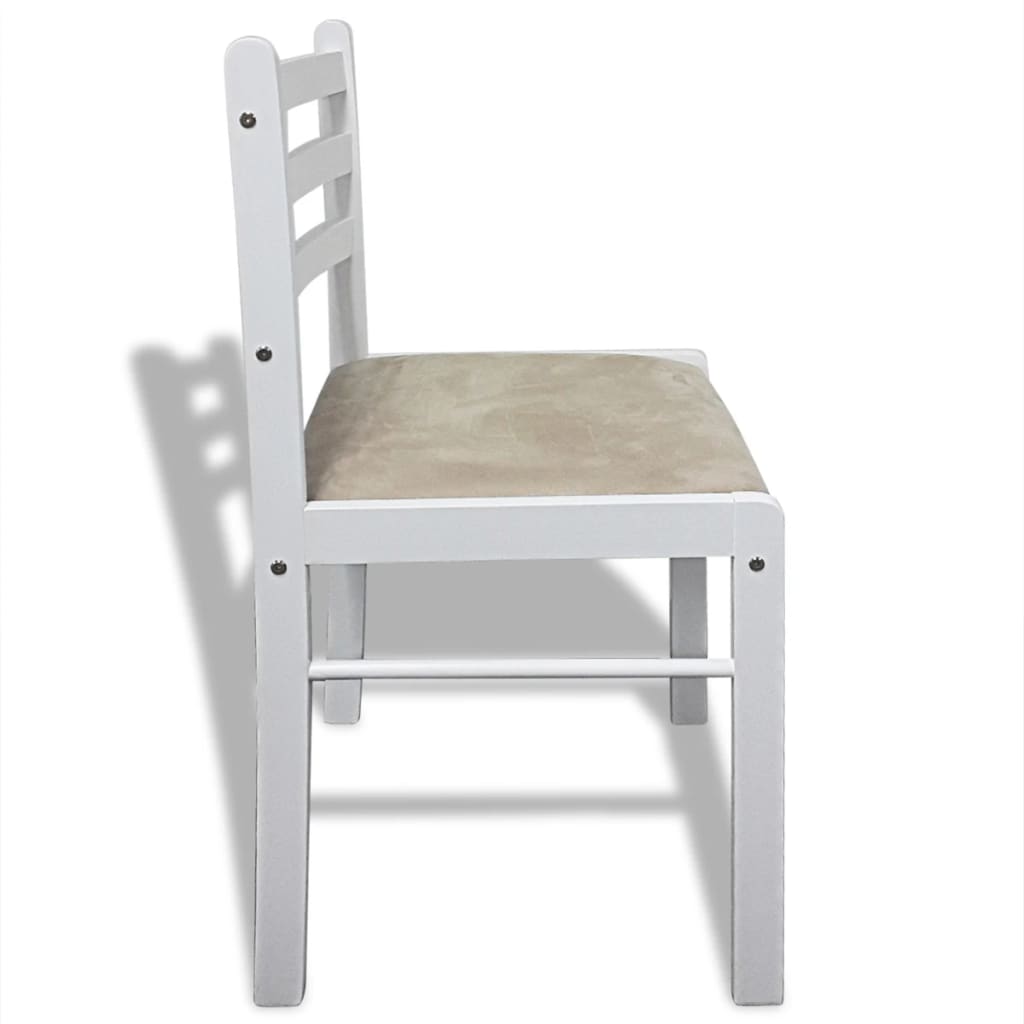 vidaXL Chaises de salle à manger 6 pcs Blanc Bois massif et velours