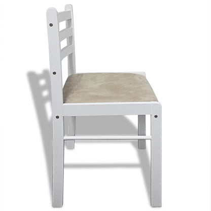 vidaXL Chaises de salle à manger 6 pcs Blanc Bois massif et velours