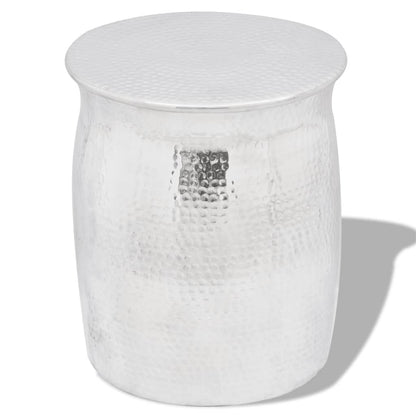 vidaXL Hocker/Beistelltisch aus gehämmertem Aluminium Silbern