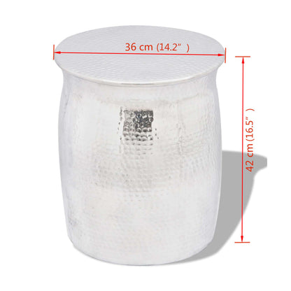 vidaXL Hocker/Beistelltisch aus gehämmertem Aluminium Silbern