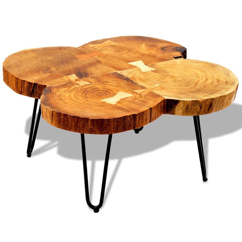 vidaXL Couchtisch 35 cm 4 Baumscheiben Massivholz Akazie