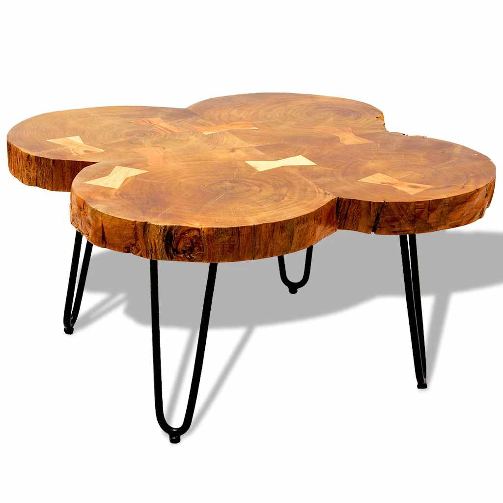 vidaXL Couchtisch 35 cm 4 Baumscheiben Massivholz Akazie