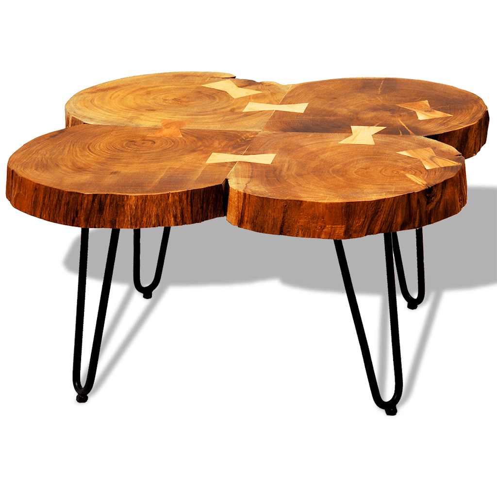 vidaXL Couchtisch 35 cm 4 Baumscheiben Massivholz Akazie