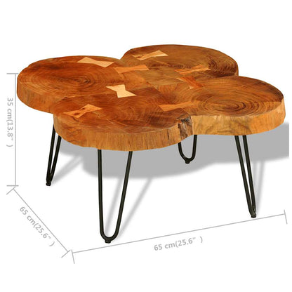 vidaXL Couchtisch 35 cm 4 Baumscheiben Massivholz Akazie