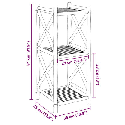 vidaXL Standregal mit 3 Böden Quadratisch Bambus