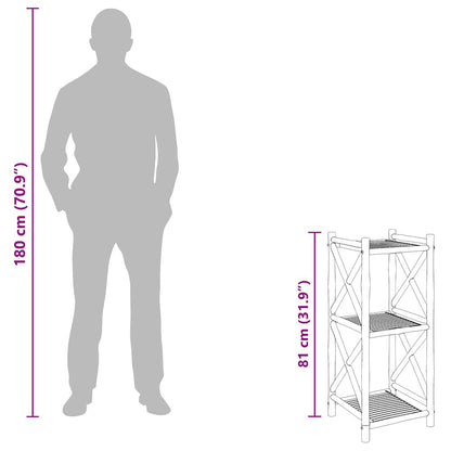 vidaXL Standregal mit 3 Böden Quadratisch Bambus