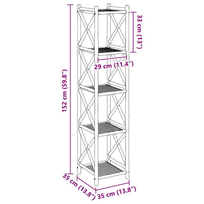 vidaXL Standregal mit 5 Böden Quadratisch Bambus