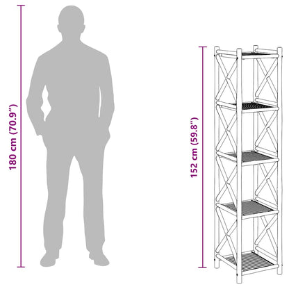 vidaXL Standregal mit 5 Böden Quadratisch Bambus