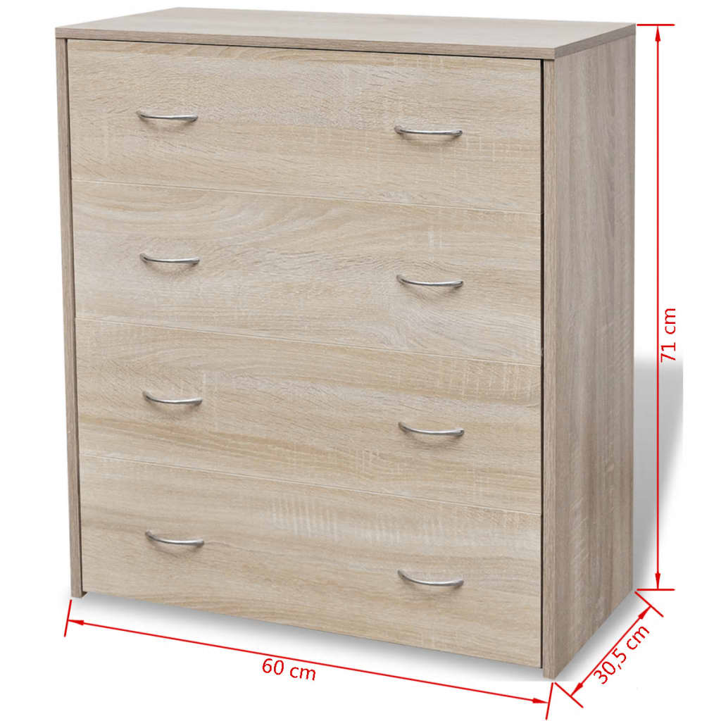vidaXL Commode à 4 tiroirs 60x30,5x71 cm Chêne marron