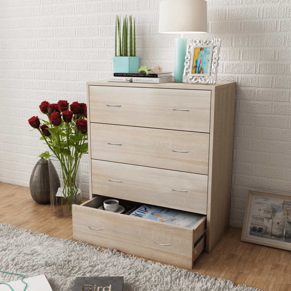 vidaXL Commode à 4 tiroirs 60x30,5x71 cm Chêne marron