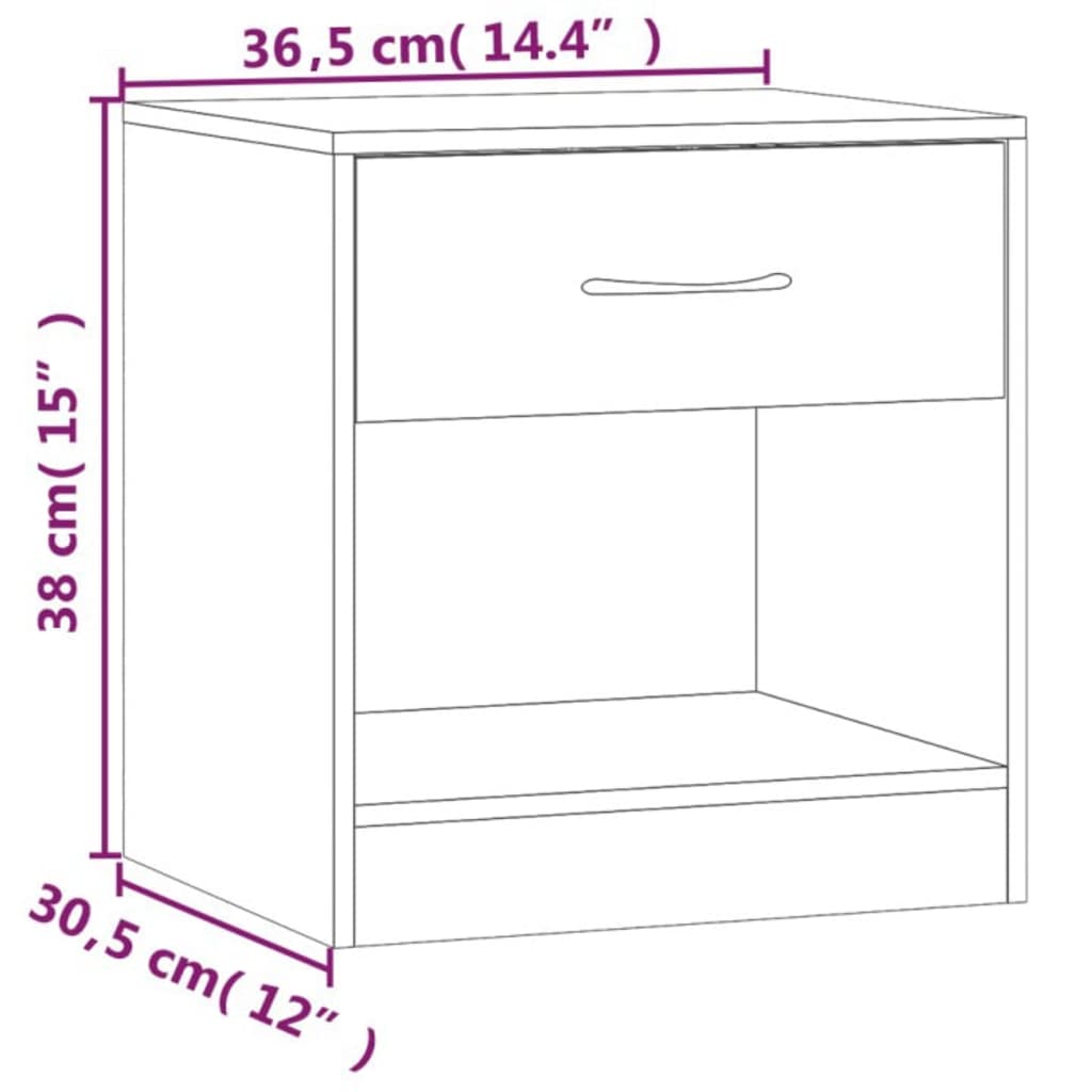 vidaXL Tables de chevet 2 pcs avec tiroir Blanc