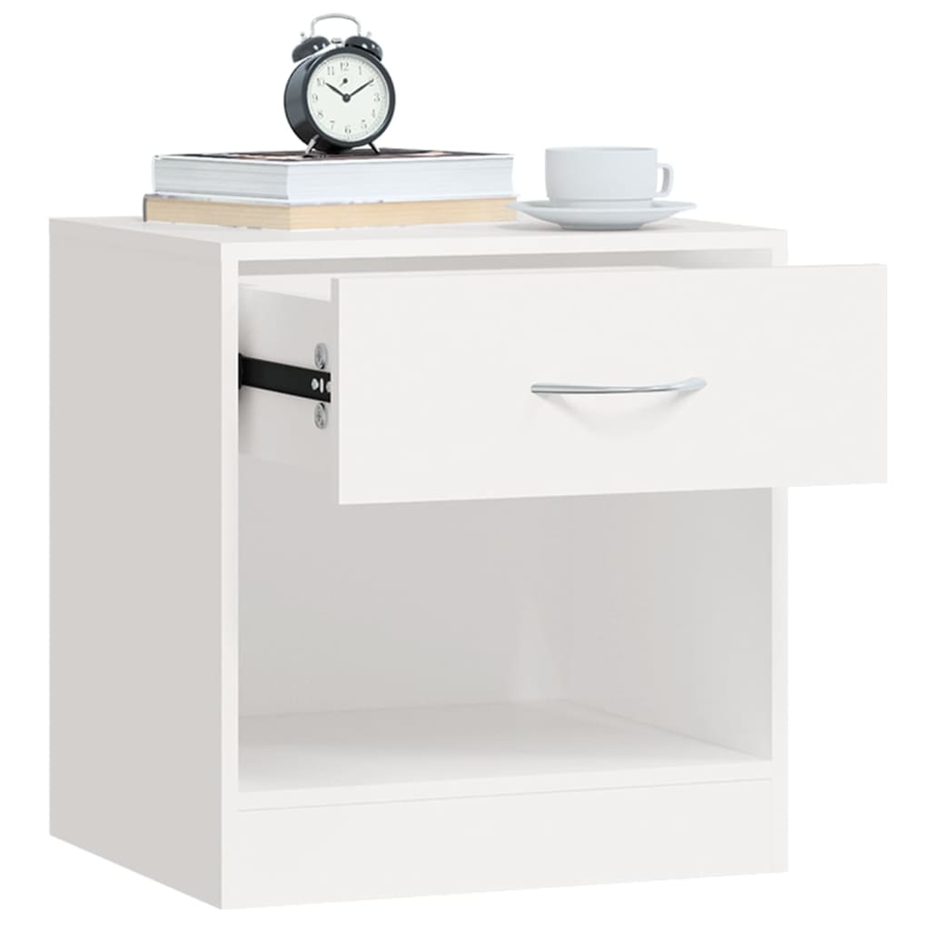 vidaXL Tables de chevet 2 pcs avec tiroir Blanc