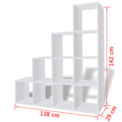 vidaXL Treppenregal Bücherregal 142 cm Weiß