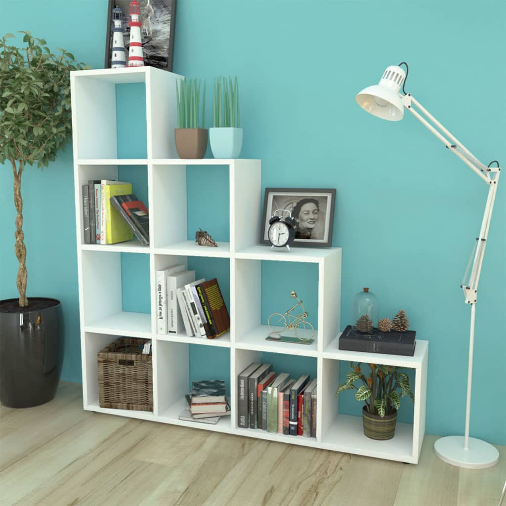 vidaXL Treppenregal Bücherregal 142 cm Weiß