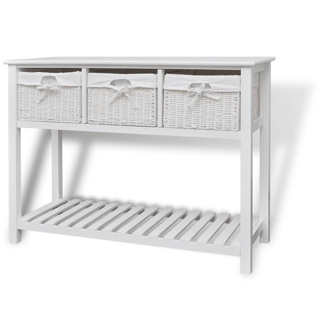 vidaXL Table console avec paniers blanc