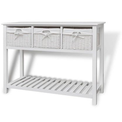 vidaXL Table console avec paniers blanc