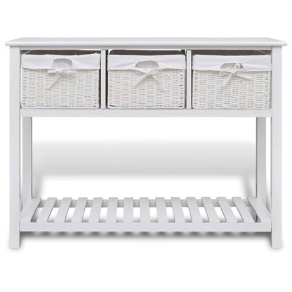 vidaXL Table console avec paniers blanc