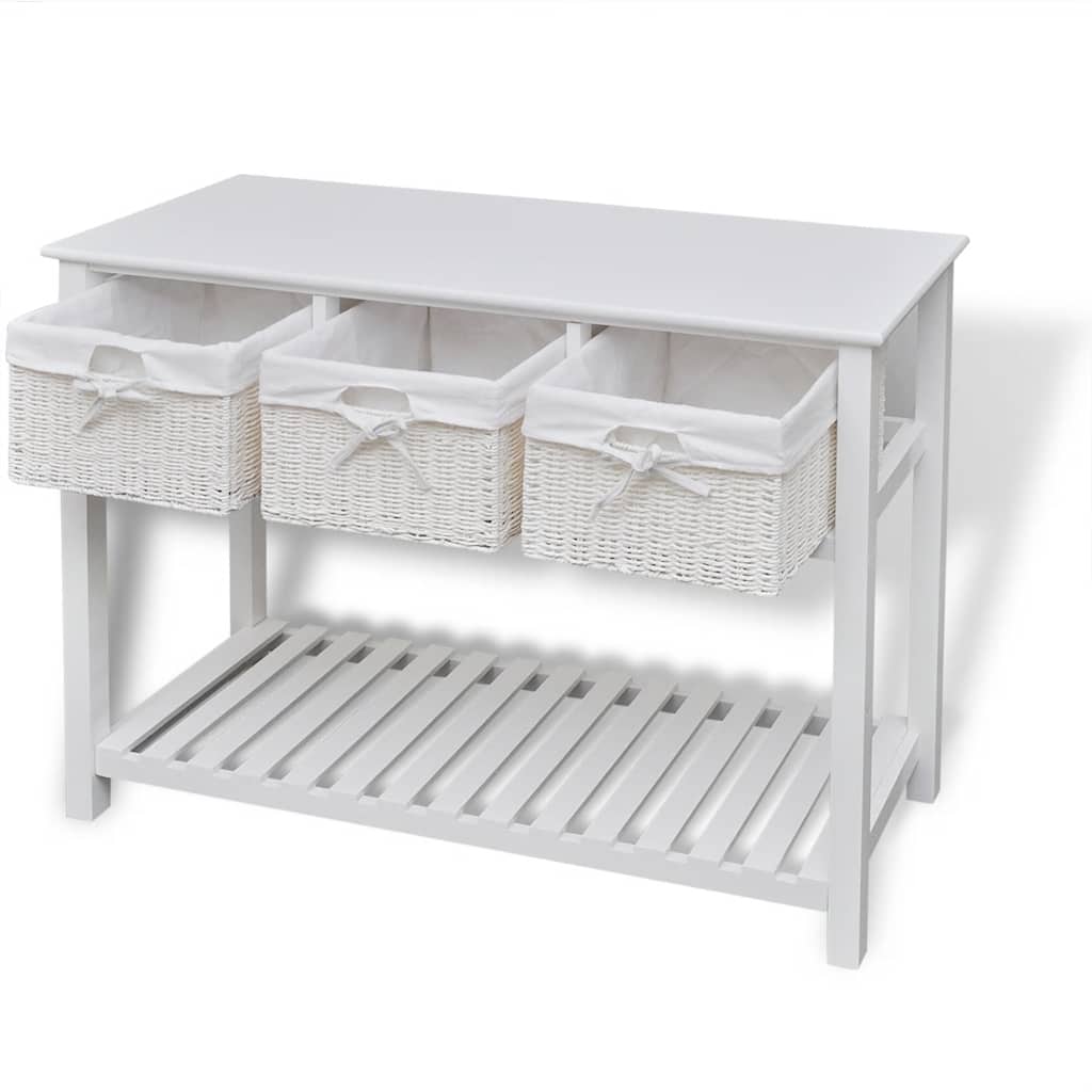 vidaXL Table console avec paniers blanc
