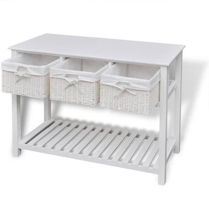 vidaXL Table console avec paniers blanc