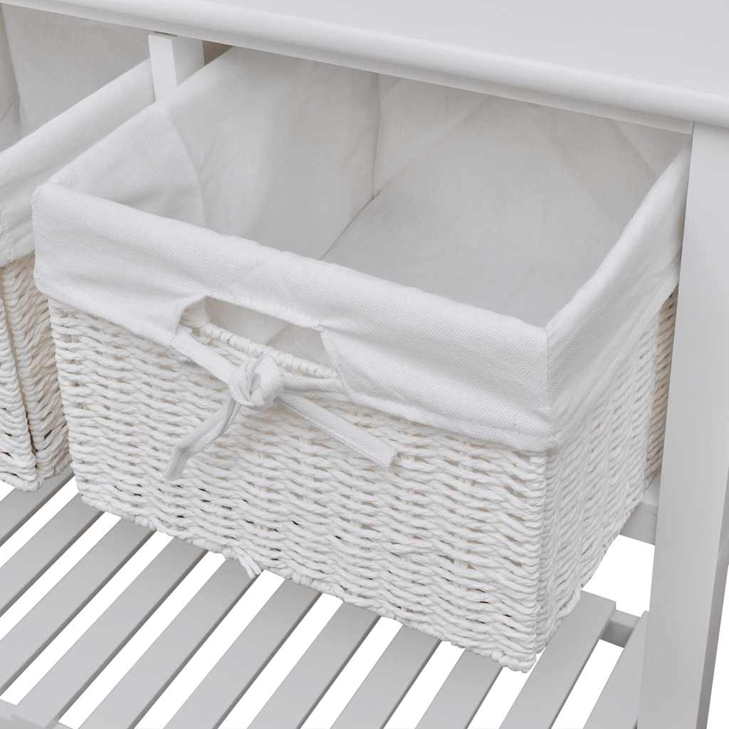 vidaXL Table console avec paniers blanc