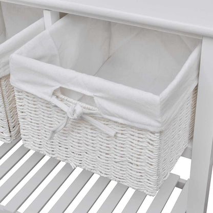 vidaXL Table console avec paniers blanc