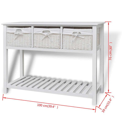 vidaXL Table console avec paniers blanc