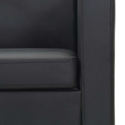 vidaXL Sofa-Set Kunstleder 3-Sitzer und 2-Sitzer Schwarz