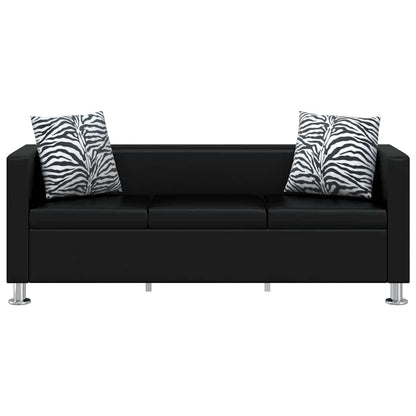vidaXL Sofa-Set Kunstleder 3-Sitzer und 2-Sitzer Schwarz