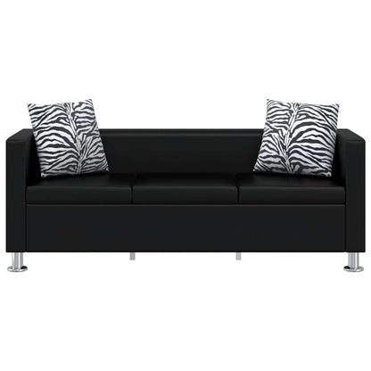 vidaXL Sofa-Set Kunstleder 3-Sitzer + 2-Sitzer + Sessel Schwarz