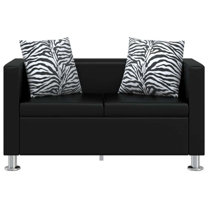 vidaXL Sofa-Set Kunstleder 3-Sitzer + 2-Sitzer + Sessel Schwarz