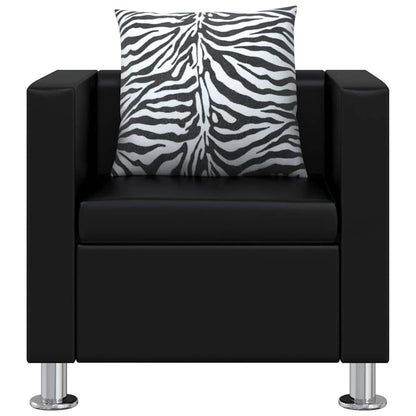 vidaXL Sofa-Set Kunstleder 3-Sitzer + 2-Sitzer + Sessel Schwarz
