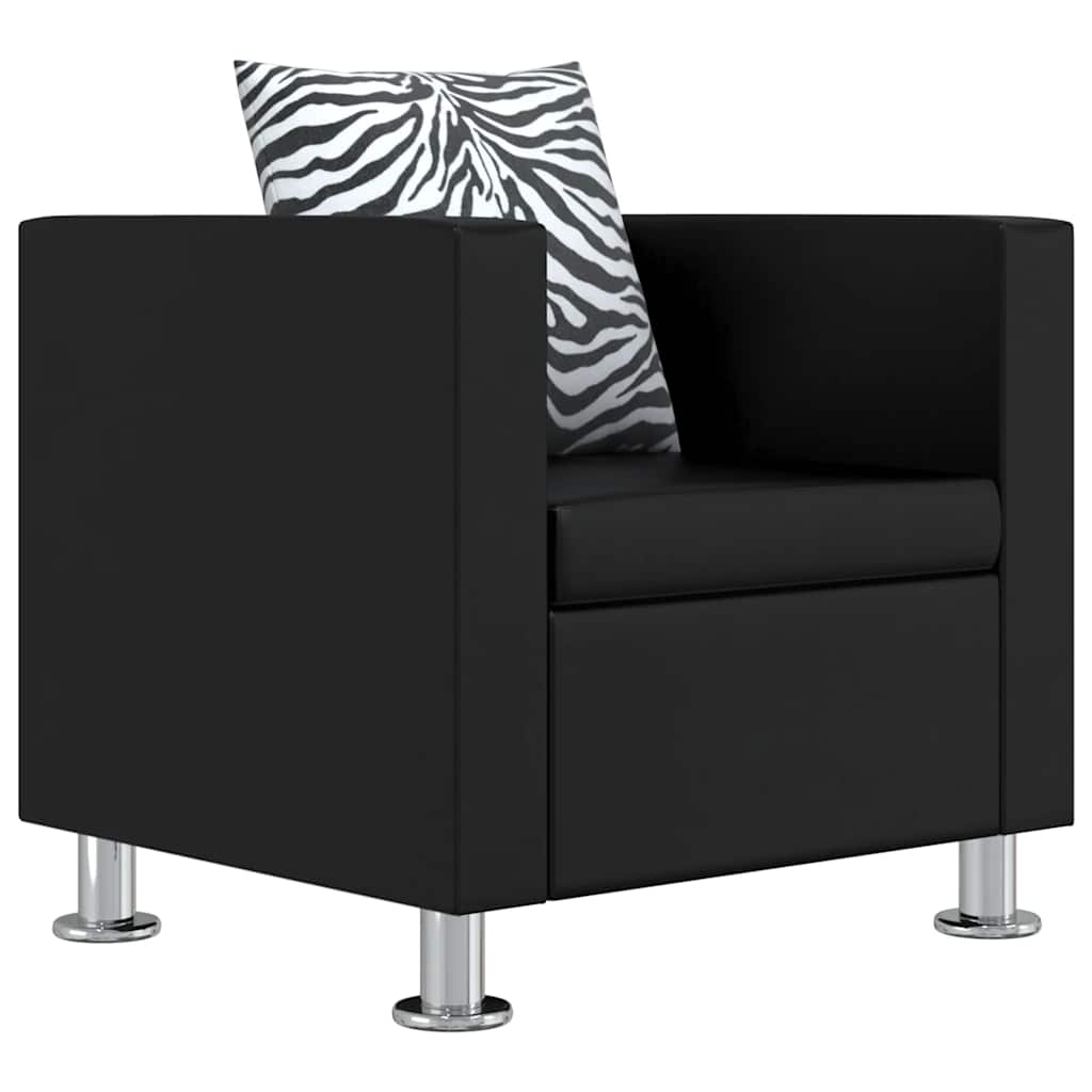 vidaXL Sofa-Set Kunstleder 3-Sitzer + 2-Sitzer + Sessel Schwarz