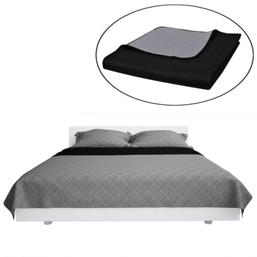 vidaXL Couvre-lit réversible matelassé noir/gris 170x210 cm